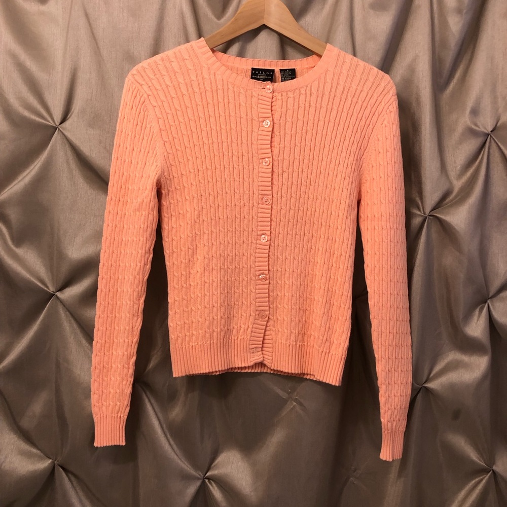 Vintage 1999 Peach Sweater Cardigan Tailor B Moss Women's Size 8